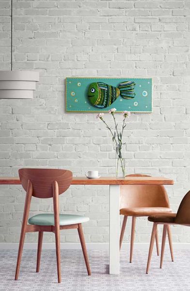 Картина Риба 2 рисувани камъни  40 х 15