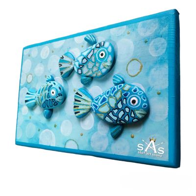 Картина с Риби – морски камъни 25 х 15